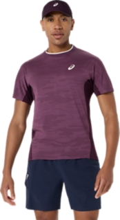 Alternative image view of MATCH JACQUARD SS TOP,  DARK AUBERGINE