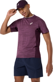 Image 3 of 7 of Men's DARK AUBERGINE MATCH JACQUARD SS TOP Men's Short Sleeve Shirts