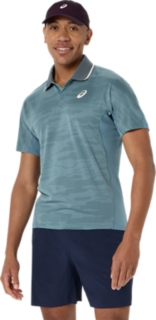 MATCH JACQUARD POLO SHORT SLEEVE TOP, Foggy Teal 1