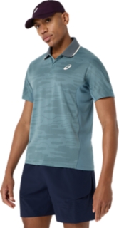 MATCH JACQUARD POLO SHORT SLEEVE TOP, Foggy Teal 3