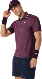 MATCH JACQUARD POLO SHORT SLEEVE TOP, Dark Aubergine 3