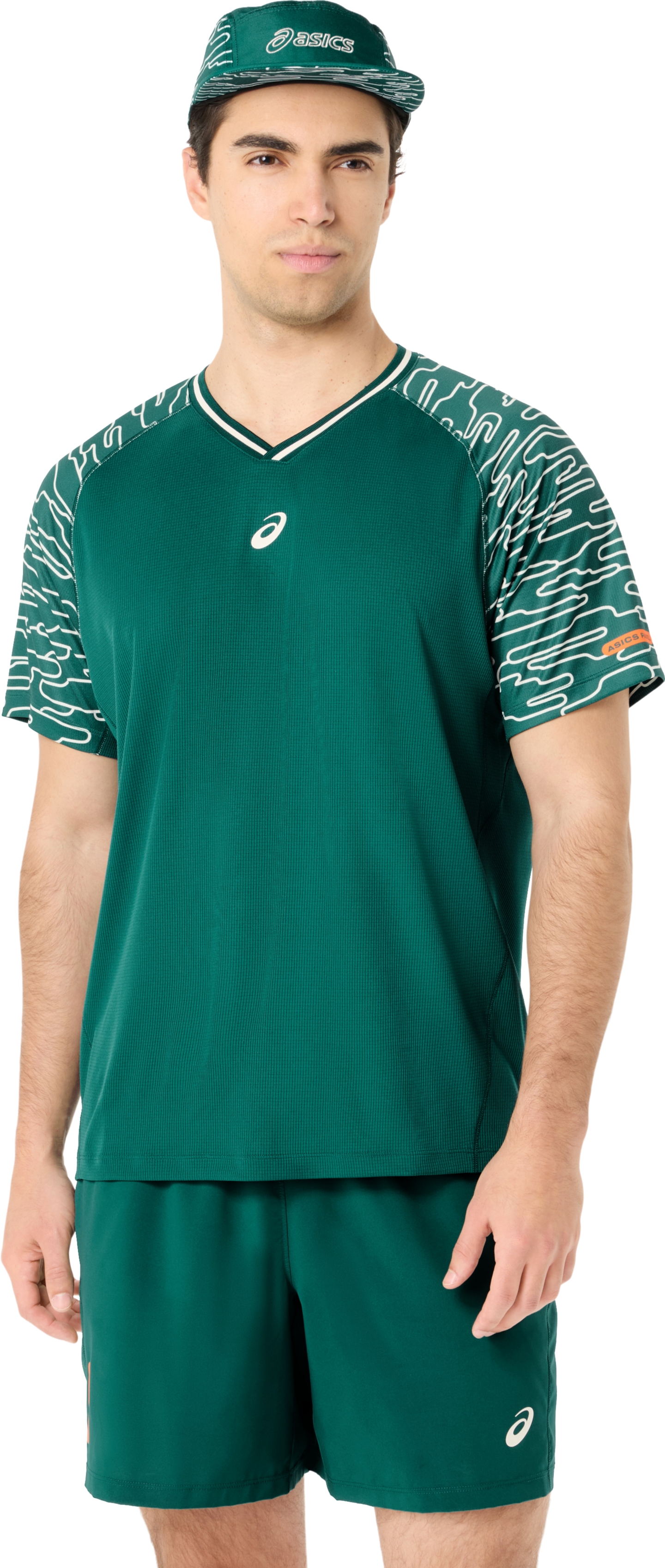 Мужской топ ASICS Padel Court Short Sleeve Top, цвет: Зелёный — фото 1