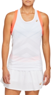Women's TENNIS TANK Brilliant White/Sunrise Red Sleeveless Shirts