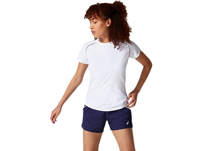 Image 1 of 5 of Women's Brilliant White COURT W PIPING SS Women's Sports Short Sleeve Shirts