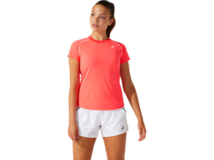 Image 1 of 5 of Women's Diva Pink COURT W PIPING SS Women's Sports Short Sleeve Shirts