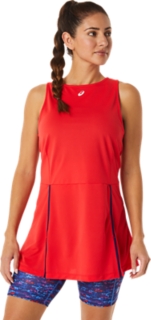 WOMEN'S NEW STRONG 92 DRESS Red Alert/Tennis Japan Brushed | Dresses & Skirts | ASICS