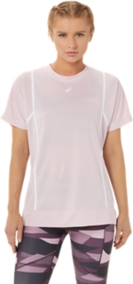 WOMEN'S NEW STRONG 92 SHORT SLEEVE TOP, Barely Rose/Brilliant White, T-Shirts & Tops