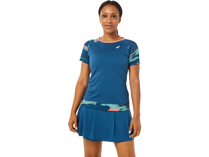 COURT GRAPHIC SHORT SLEEVED TOP | Women | Light Indigo | Womens Tennis ...