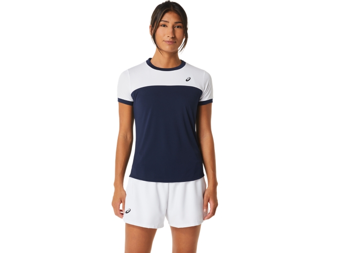 Women's WOMEN COURT SS TOP | Midnight/Brilliant White | Short Sleeve Shirts  | ASICS UK