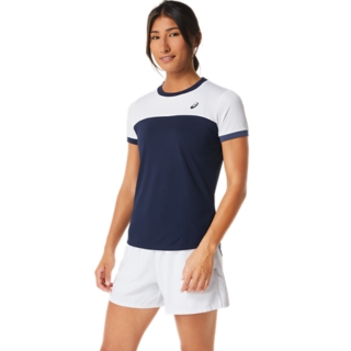 WOMEN COURT SS TOP MIDNIGHT/BRILLIANT WHITE