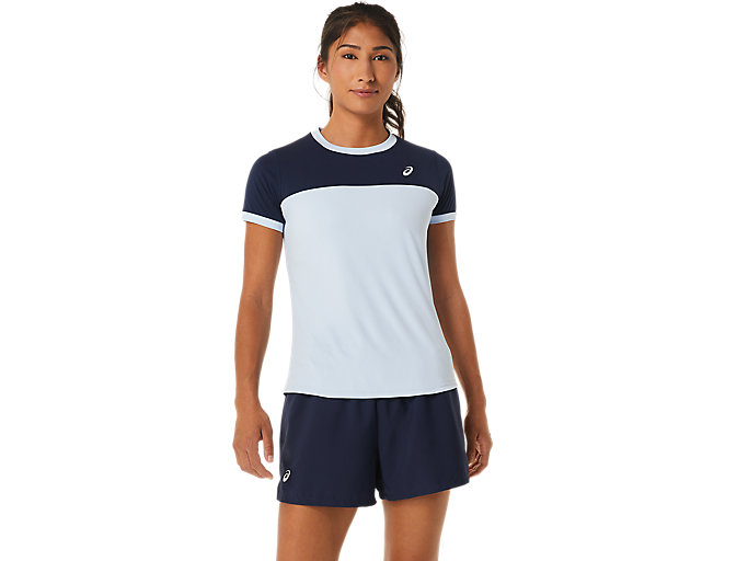 Image 1 of 5 of Women's Soft Sky/Midnight COURT SHORT SLEEVED TOP Womens Tennis Clothing