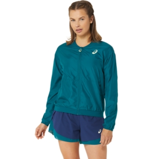 NAGINO TENNIS BOMBER JACKET Women Rich Teal Women s Jackets Vests ASICS Outlet NL