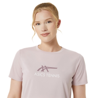 WOMEN S COURT TENNIS GRAPHIC TEE Watershed Rose Dusty Mauve T Shirts Tops ASICS