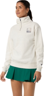 COURT CORE GRAPHIC HALF ZIP SWEATSHIRT, Soft Oat Heather 3