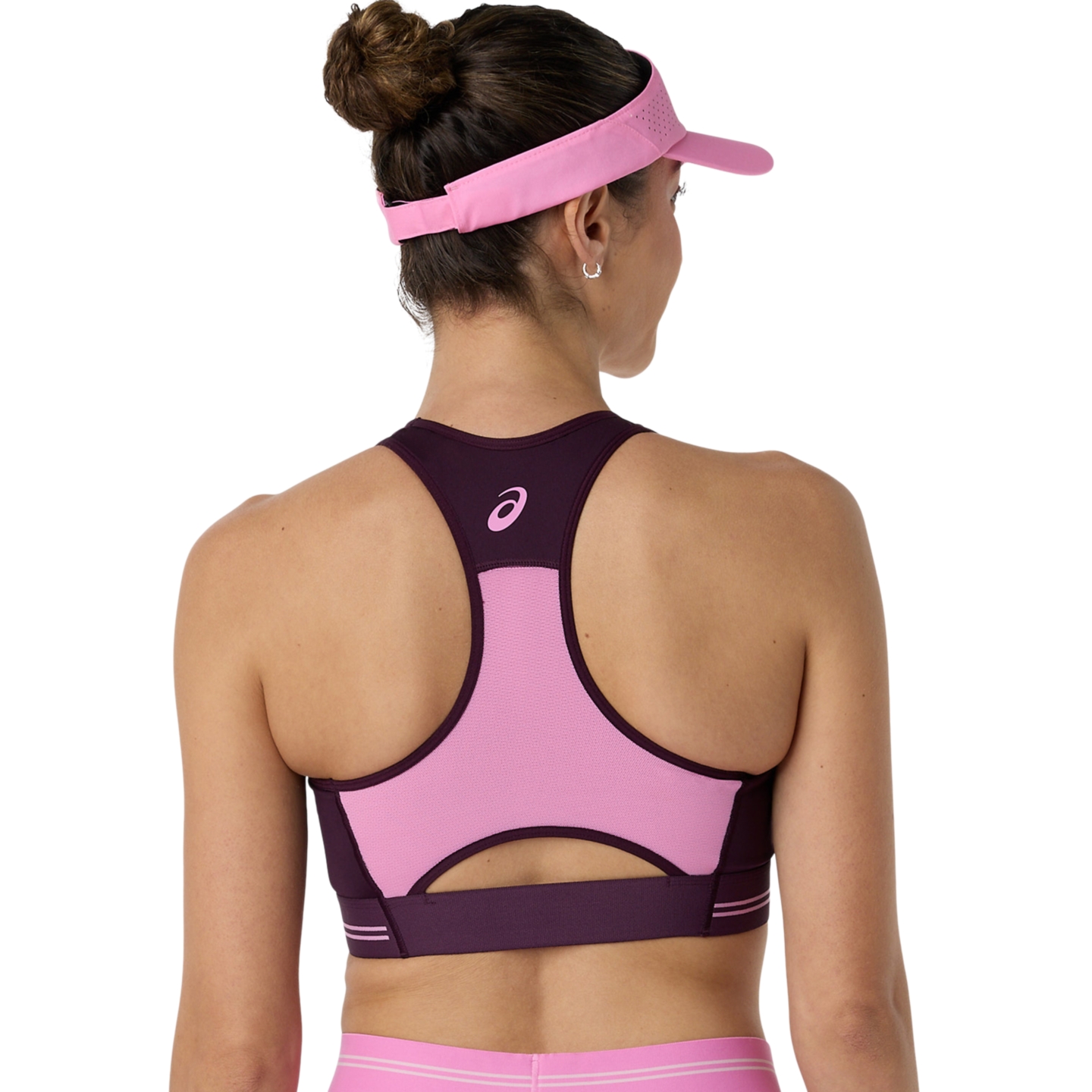 Женские спортивные бра ASICS Game Compression Bra, цвет: Баклажановый / Нежно-розовый — фото 2