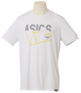 早稲田 グラフィックシャツ ホワイト メンズ Tシャツ ポロシャツ Asics