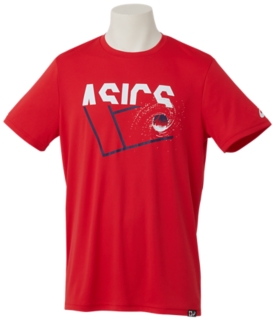 早稲田 グラフィックシャツ クラッシックレッド メンズ Tシャツ ポロシャツ Asics