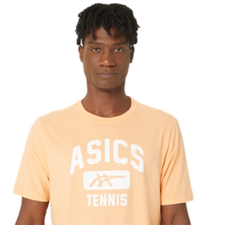 UNISEX ASICS UNISEX TENNIS GRAPHIC TEE, Dark Grey Heather, Unisex Short  Sleeve Shirts