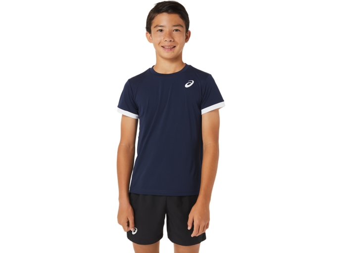 UNISEX KIDS' TENNIS SHORT SLEEVE TOP | Midnight/Brilliant White | Clothing  | ASICS