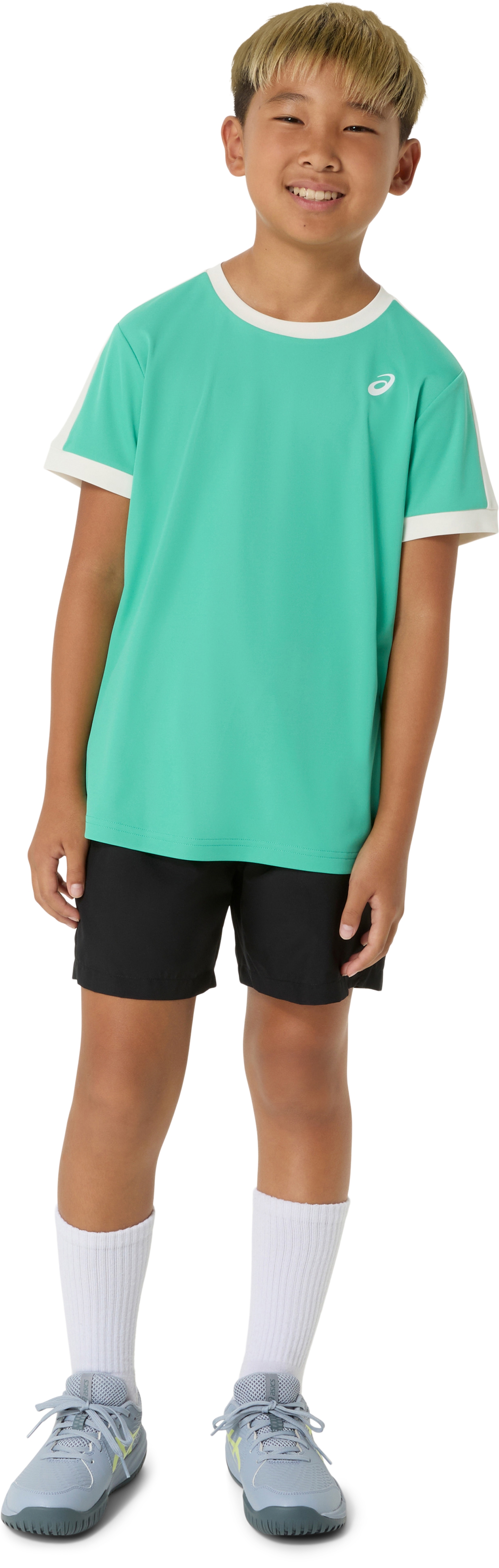 Топ ASICS Tennis Short Sleeve для мальчиков, цвет: Зелёный — фото 4