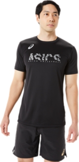 ドライプリント半袖シャツ | パフォーマンスブラック×ピュアシルバー | メンズ Tシャツ・ポロシャツ【ASICS公式通販】