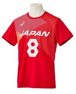 Vb男子日本代表 応援tシャツ Vレッドxa2 メンズ Tシャツ ポロシャツ Asics
