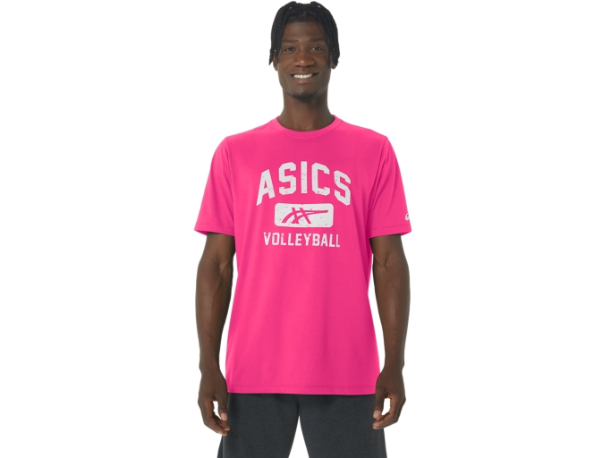ASICS VOLLEYBALL GRAPHIC TEE Unisex Hot Pink Unisex Short Sleeve