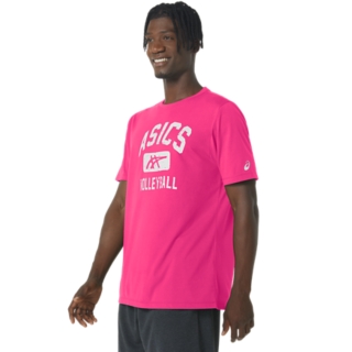 Hot | ASICS Short Pink TEE GRAPHIC Unisex VOLLEYBALL Sleeve ASICS Shirts UNISEX | |