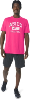 Hot Pink Unisex VOLLEYBALL Short ASICS | ASICS Sleeve GRAPHIC Shirts | | UNISEX TEE