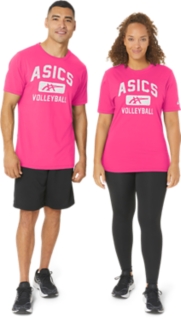 UNISEX ASICS VOLLEYBALL GRAPHIC TEE | Hot Pink | Unisex Short Sleeve Shirts  | ASICS