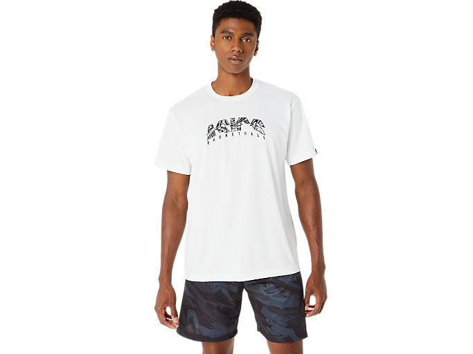 Image 1 of 7 of ユニセックス ブリリアントホワイト×パフォーマンスブラック ドライプリント半袖シャツ メンズ Tシャツ・ポロシャツ