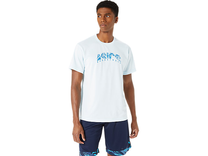 Image 1 of 7 of ユニセックス スカイ×リボーンブルー ドライプリント半袖シャツ メンズ Tシャツ・ポロシャツ