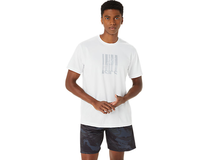 Image 1 of 7 of ユニセックス ブリリアントホワイト×ピエドモントグレー ドライプリント半袖シャツ メンズ Tシャツ・ポロシャツ