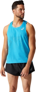 Track Eliteフルメッシュシングレット デジタルアクア メンズ Tシャツ ポロシャツ Asics