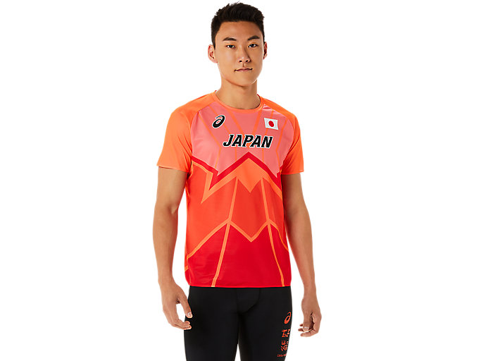 Image 1 of 10 of 陸上日本代表オーセンティック半袖シャツ color サンライズレッド