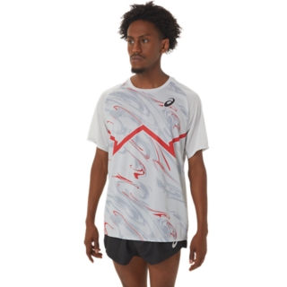 echo Verdikken Kan worden berekend MEN'S CJ-LINE LIGHT SHORT SLEEVE TOP | Glacier Grey/Electric Red | T-Shirts  & Tops | ASICS