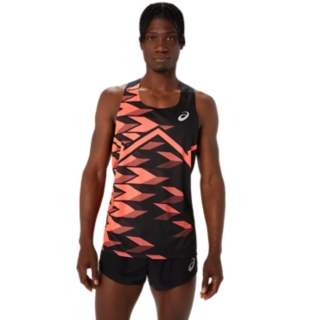 Men's MEN LIGHT GRAPHIC SINGLET  Performance Black/Sunrise Red