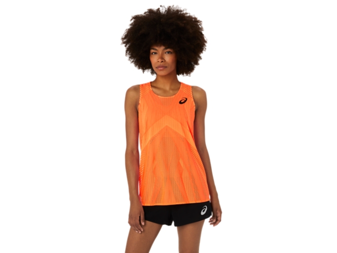 WOMEN'S ACTIBREEZE SINGLET | Sunrise Red/Safety Yellow | Sleeveless Shirts  | ASICS