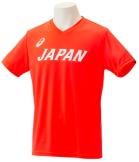 日本代表応援tシャツ サンライズレッド メンズ Tシャツ ポロシャツ Asics