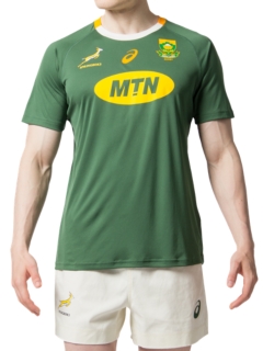 Front Top view of SB HOME FAN TEE M, OAK GREEN