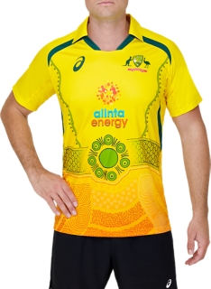 Men s CRICKET AUSTRALIA INDIGENOUS REPLICA SHIRT Blazing Yellow