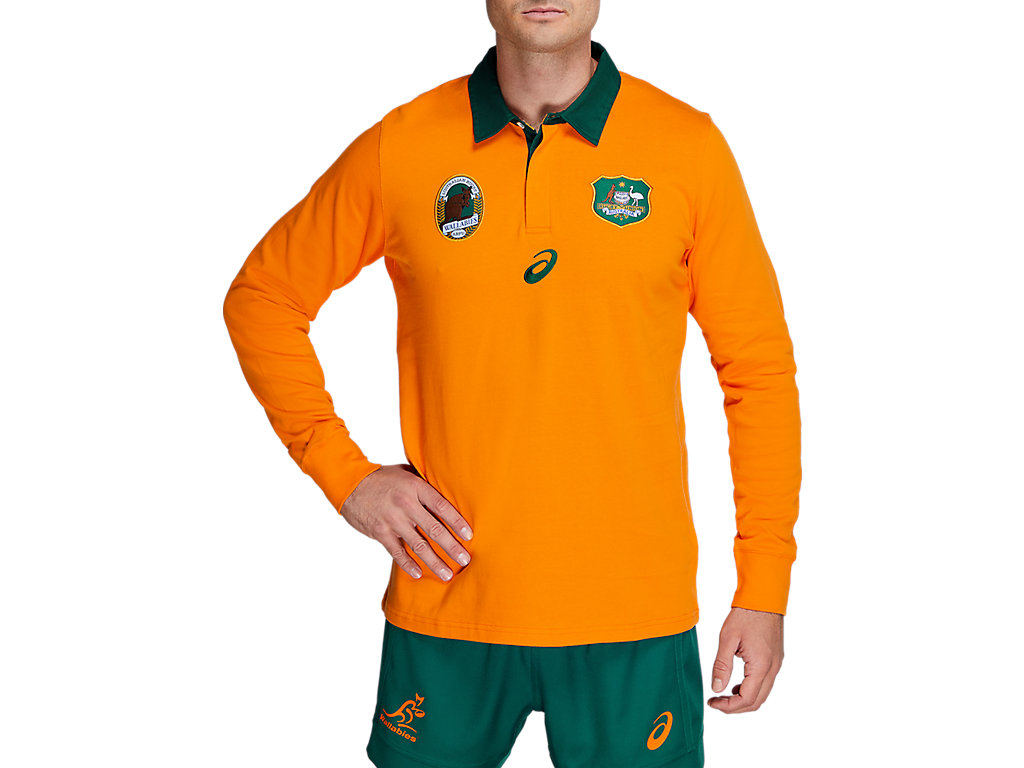 Activewear Mens Rugby Full Sleeve Shirts With Australia Embroidered Logo 