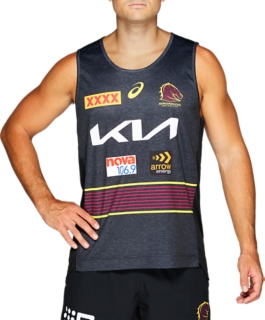 Men's BRISBANE BRONCOS TRAINING SINGLET, Performance Black, Mens NRL  Clothing