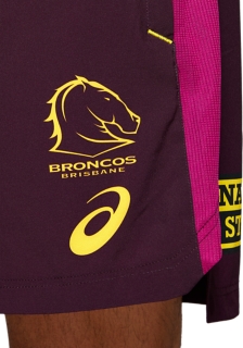 Men's BRISBANE BRONCOS REPLICA TRAINING SHORTS, Papaya, Mens NRL Clothing