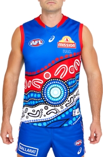 Men's WESTERN BULLDOGS INDIGENOUS REPLICA GUERNSEY, Electric Blue, Mens  AFL Clothing