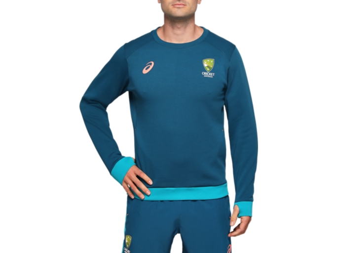 Men's CRICKET AUSTRALIA CREW FLEECE Deep Sea Teal Mens Cricket