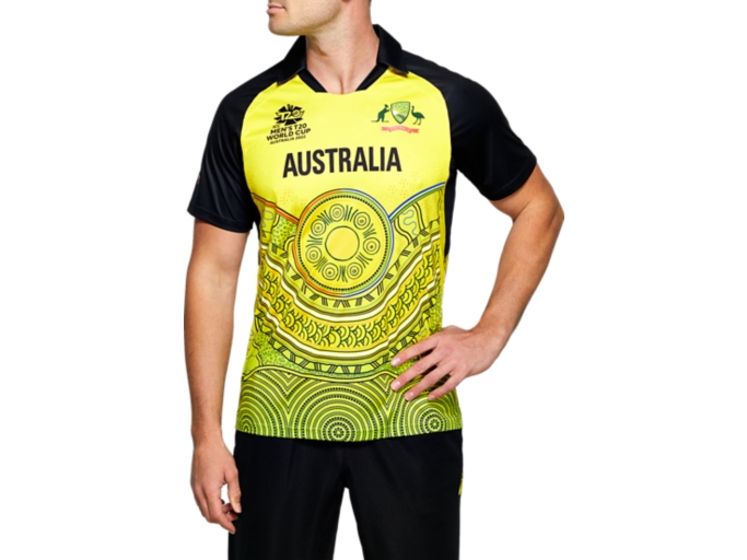 Men's CRICKET AUSTRALIA T20 WORLD CUP REPLICA SHIRT Blazing Yellow Mens Cricket Clothing