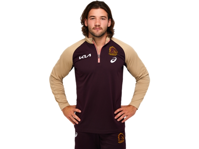 Men s BRISBANE BRONCOS WARM UP TOP Deep Mars Mens