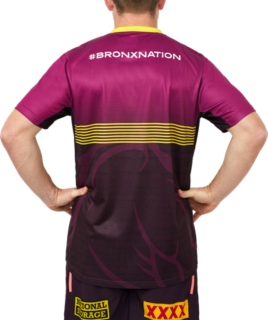 Men's BRISBANE BRONCOS REPLICA TRAINING SHORTS, Papaya, Mens NRL Clothing