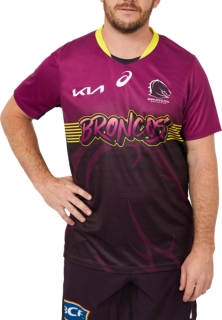 Men's BRISBANE BRONCOS REPLICA TRAINING SHORTS, Papaya, Mens NRL Clothing